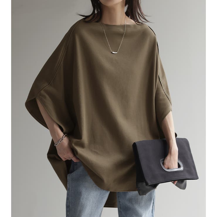 Tシャツ レディース トップス ドルマン 半袖 変形 オーバーサイズ 体型カバ | HUG.U | 詳細画像22 