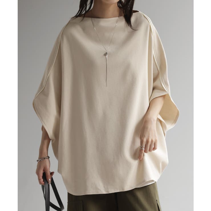 Tシャツ レディース トップス ドルマン 半袖 変形 オーバーサイズ 体型カバ | HUG.U | 詳細画像5 