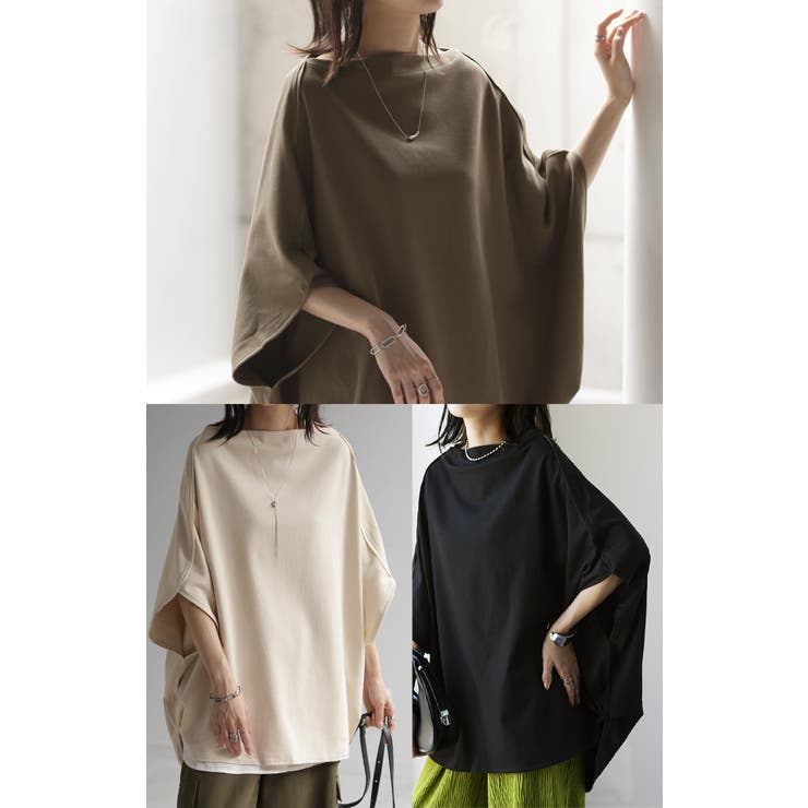 Tシャツ レディース トップス ドルマン 半袖 変形 オーバーサイズ 体型カバ | HUG.U | 詳細画像9 