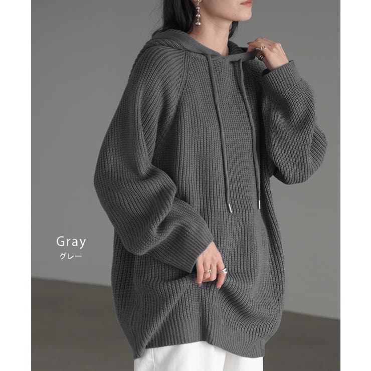 ニット フード ニットパーカー フーディー レディース セーター