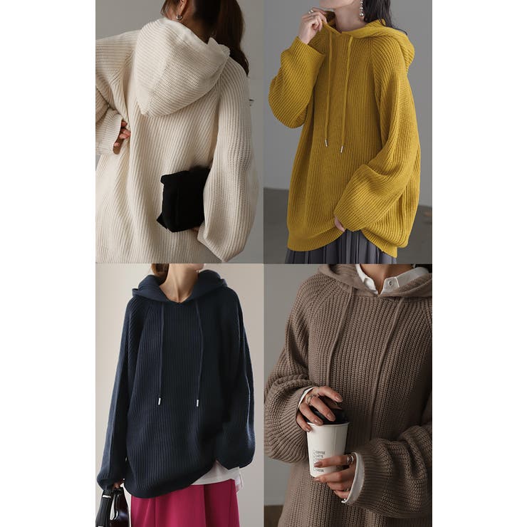 【HUECLOSET】 ★新商品★ ハービーフードニット 楽天市場】ニット 透かし編み パーカー フード 【即納】 ニット