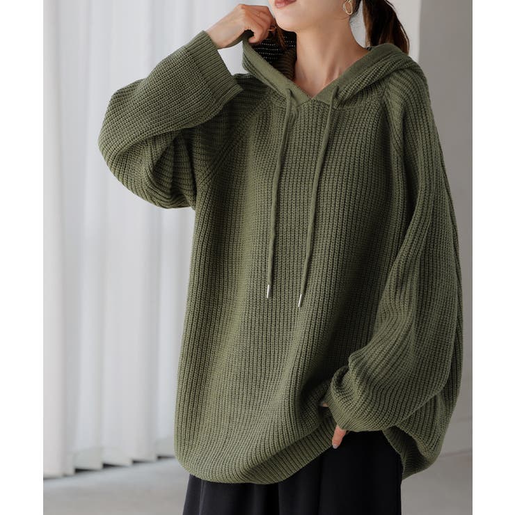 ニット フード ニットパーカー フーディー レディース セーター