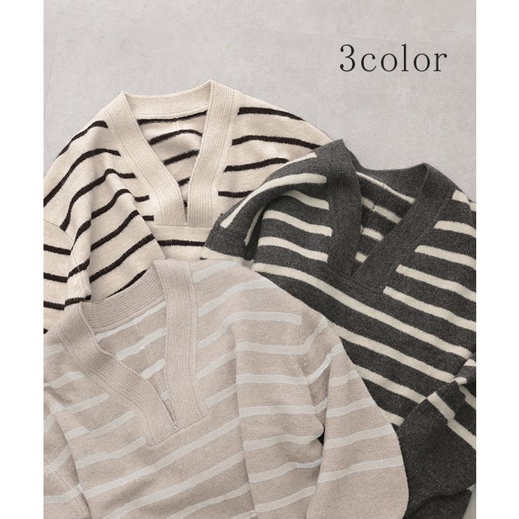 ニット レイヤード レディース トップス セーター Vネック ゆったり