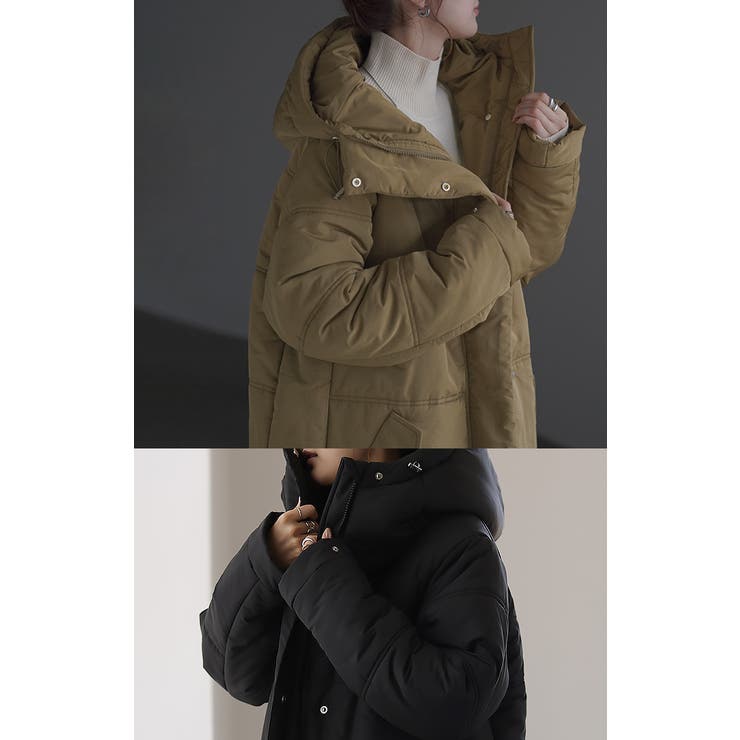 アウター 中綿 コート 暖か ダウン フェイクダウン ベンチコート スタンドカ | HUG.U | 詳細画像23 