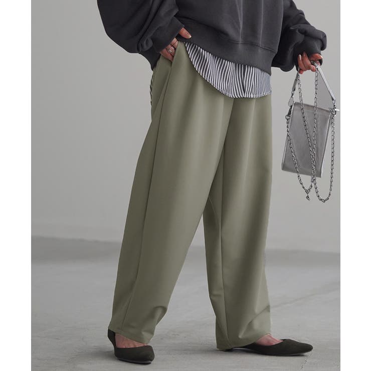 アッシュカーキ | パンツ カーブパンツ ワイドパンツ サーカスパンツ ワイド レディース スラッ | HUG.U