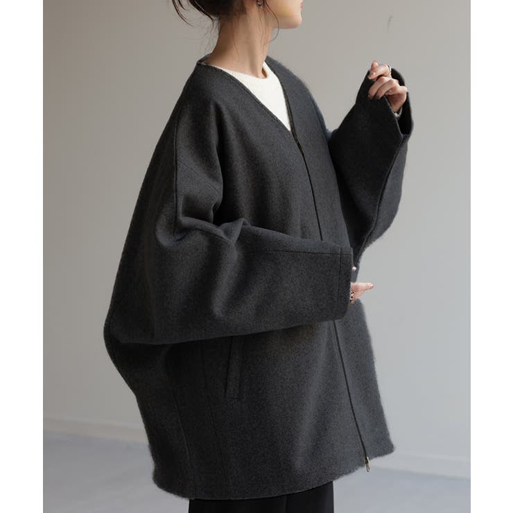 ダークグレー | アウター メルトン チュニック | HUG.U