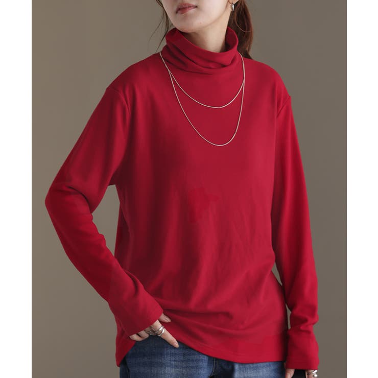 レッド | カットソー オフタートル インナー | HUG.U