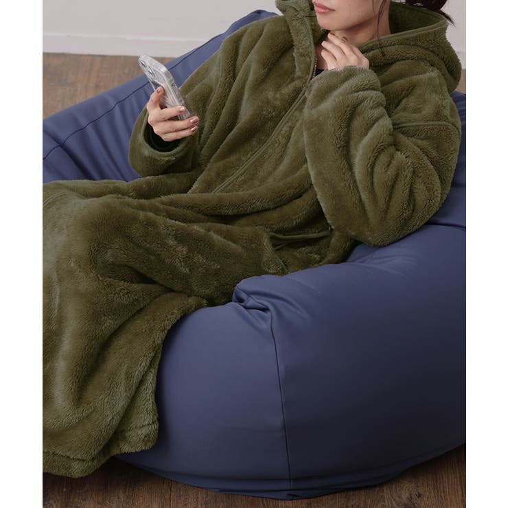 モスグリーン | ルームウェア レディース 着る毛布 | HUG.U