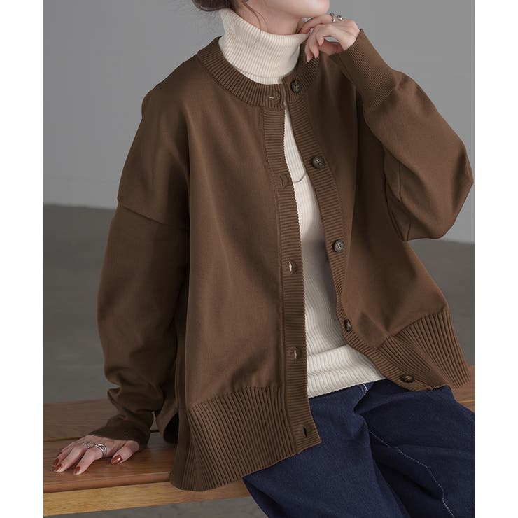 ブラウン | ニット カーディガン 体型カバー | HUG.U