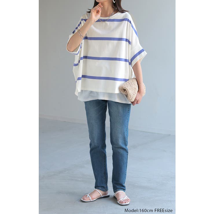 Tシャツ ボーダー 体型カバー | HUG.U | 詳細画像18 