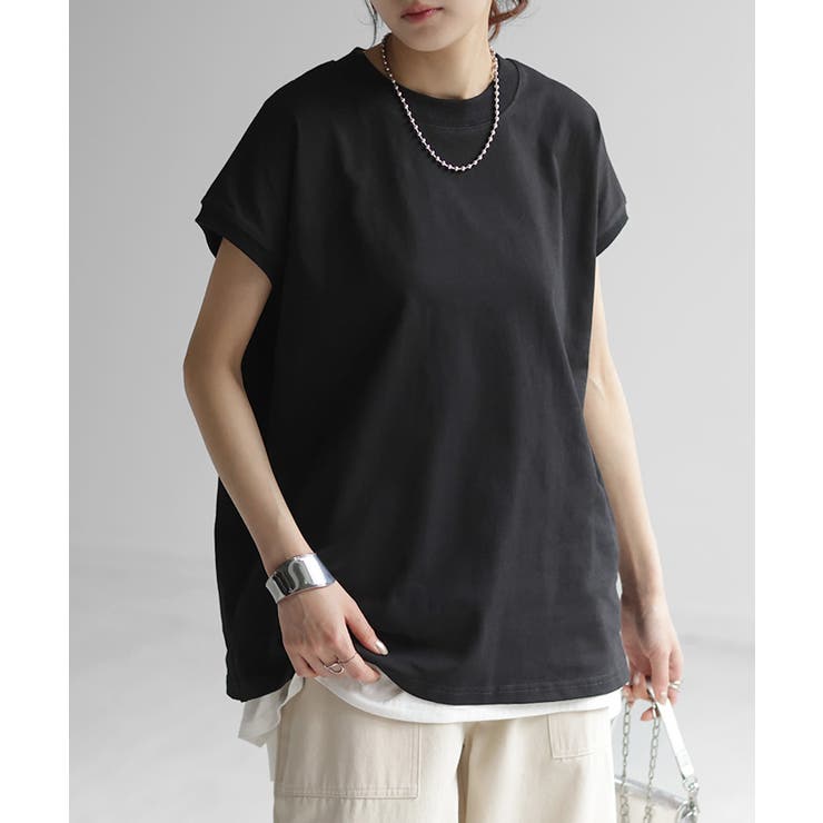 ブラック | Tシャツ レディーストップス フレンチスリーブ | HUG.U