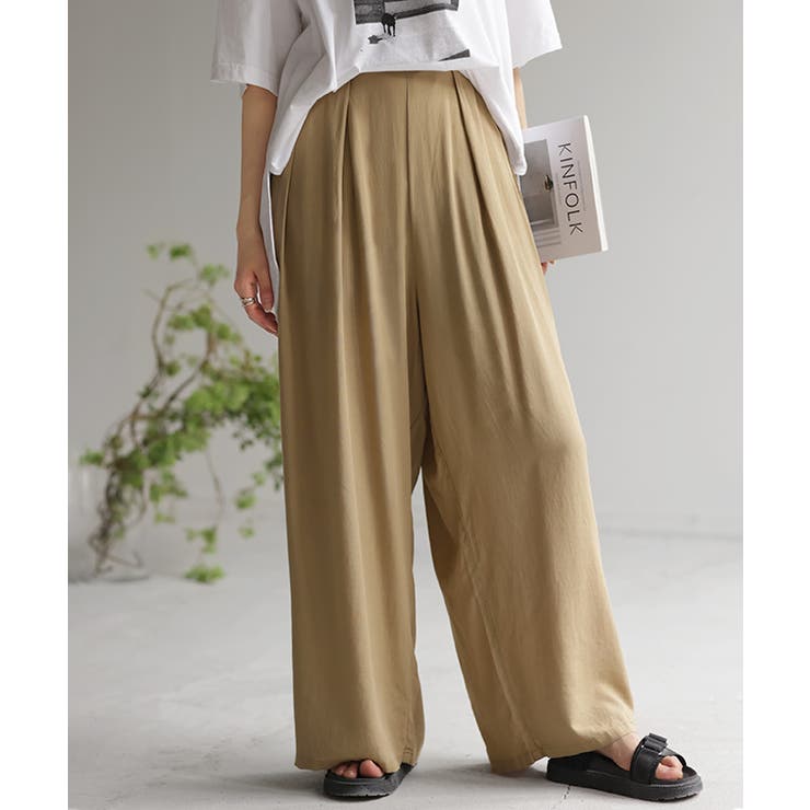 ベージュ | パンツ タックパンツ ワイド | HUG.U