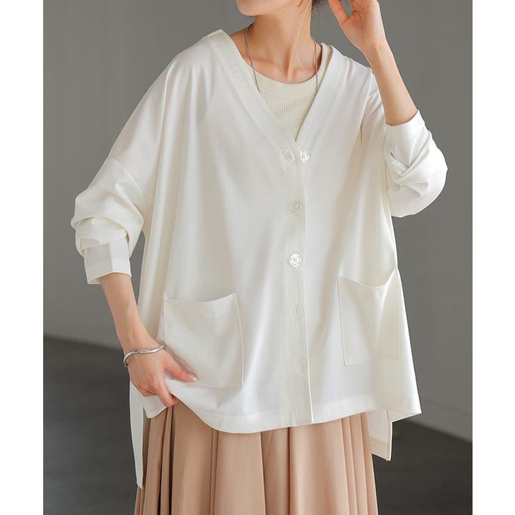 ホワイト | カーディガン ジャスト丈 接触冷感 | HUG.U