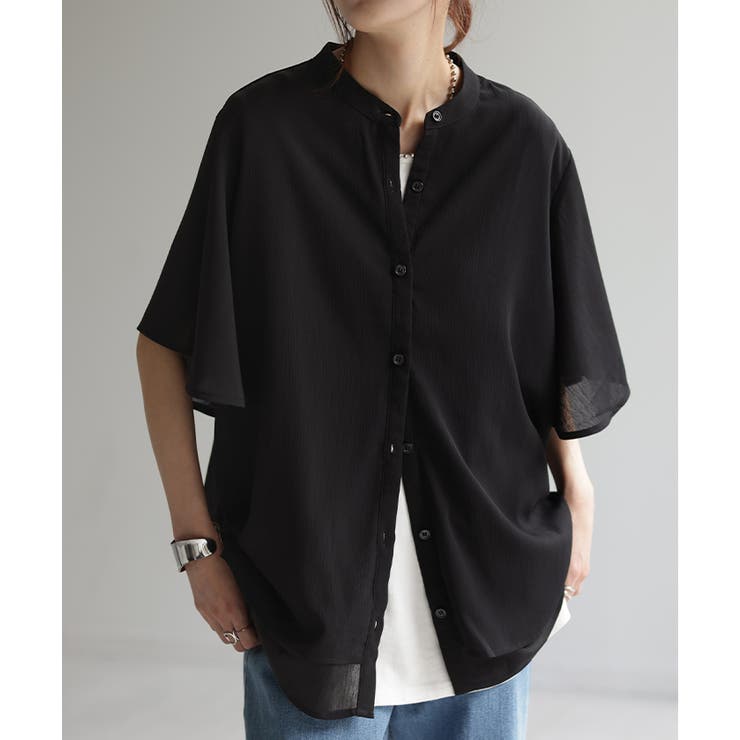 シャツ 楊柳 ノーカラー | HUG.U | 詳細画像22 