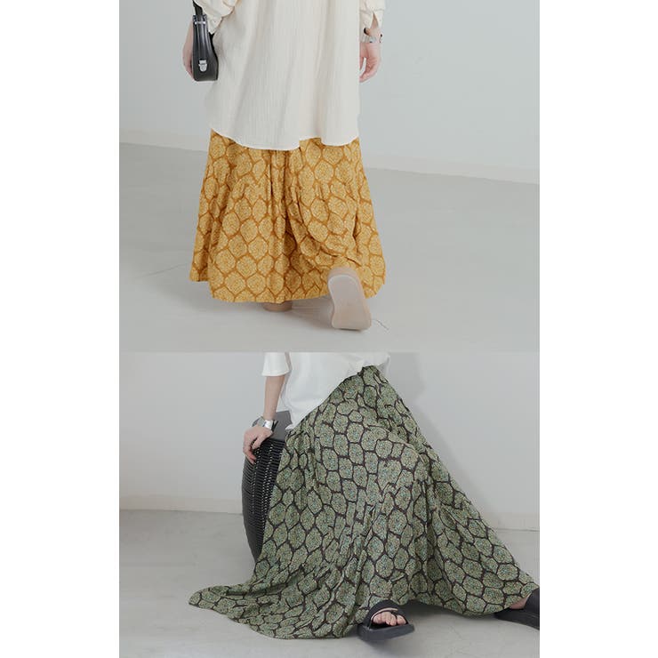 うみうに様専用☆8-4❤️エスニック柄 スカート ミモレ丈 アジアン