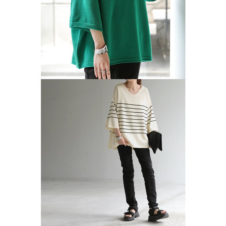 サマーニット Vネック ひんやり | HUG.U | 詳細画像21 