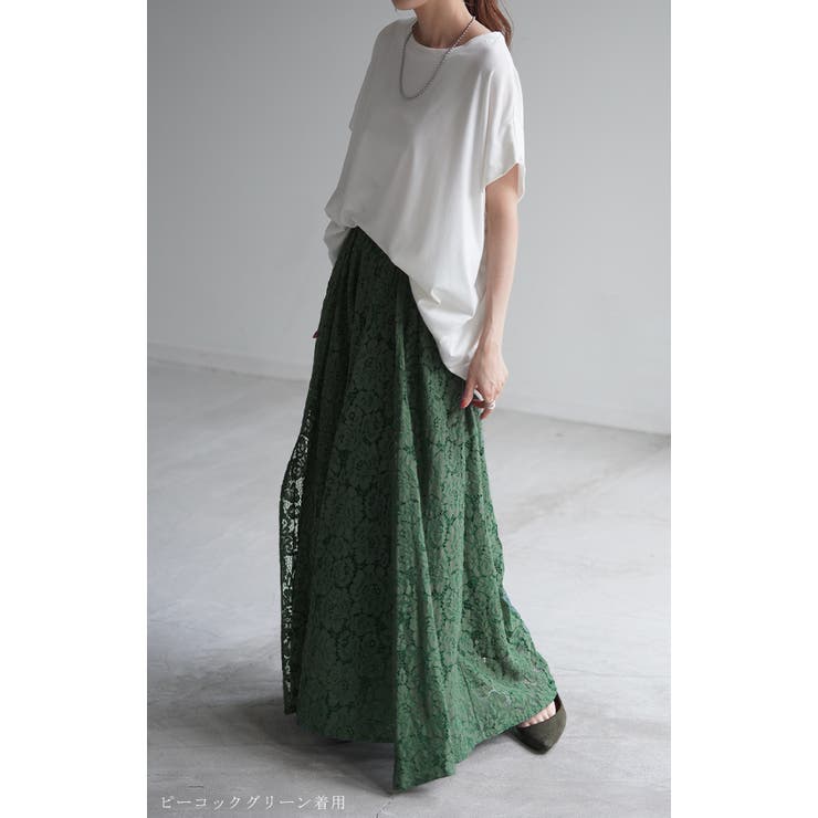 ワイドパンツ レディース ボトムス レース 大きいサイズ ワイドパンツルック | HUG.U | 詳細画像18 