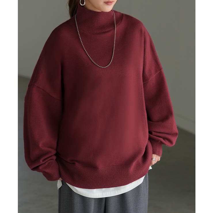 レッド | ニット タートルネック レディース | HUG.U