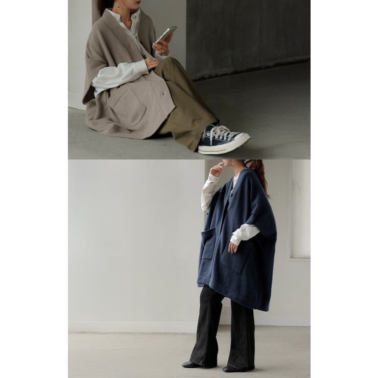 カーディガン ポンチョ ロング[品番：HHHW0004502]｜HUG.U（ハグユー