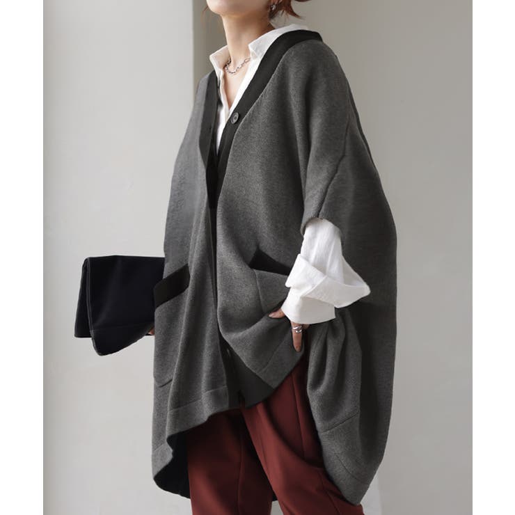 ティッカ　ハンドケーブルニットポンチョカーディガン カーディガン ポンチョ ロング[品番：HHHW0004502]｜HUG.U（ハグユー