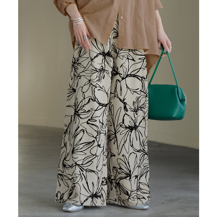 アイボリー | パンツ ワイド 花柄 | HUG.U