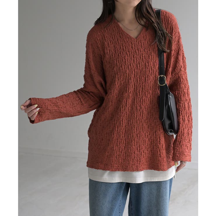 アッシュレッド(シュリンク) | ロンT ドルマン トップス | HUG.U