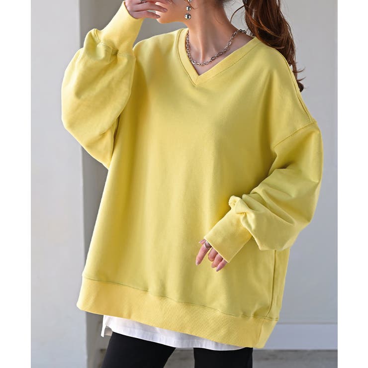 イエロー | スウェット チュニック 綿100 | HUG.U