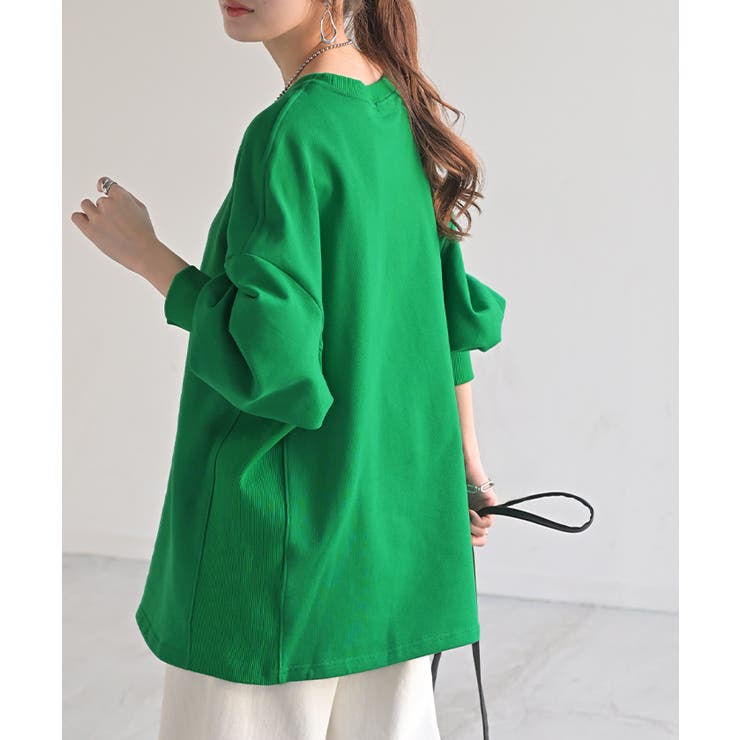 グリーン | スウェット ロング 配色 | HUG.U