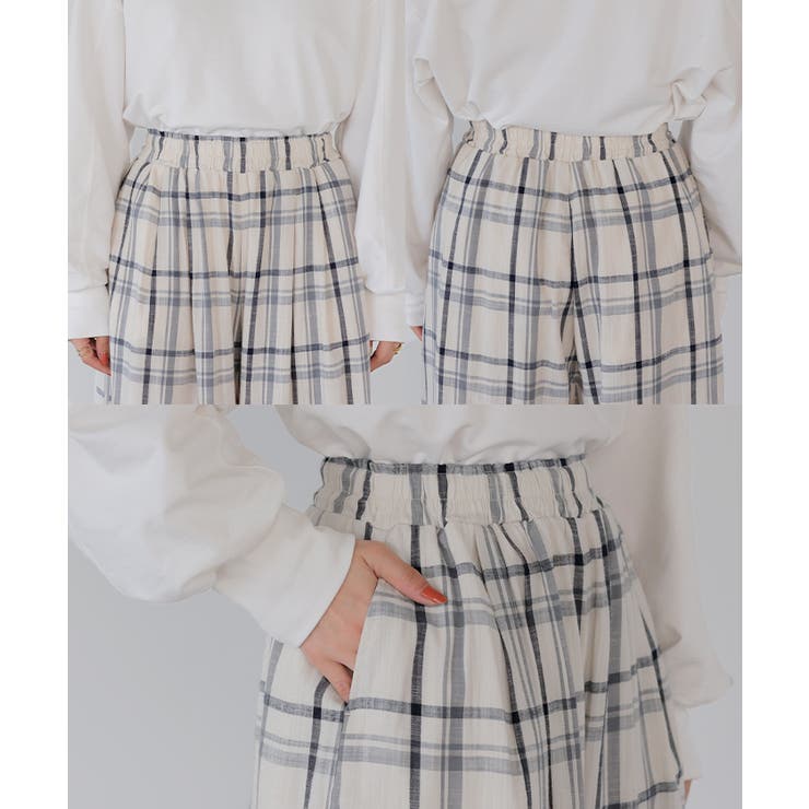 パンツ チェック ワイドパンツ | HUG.U | 詳細画像22 