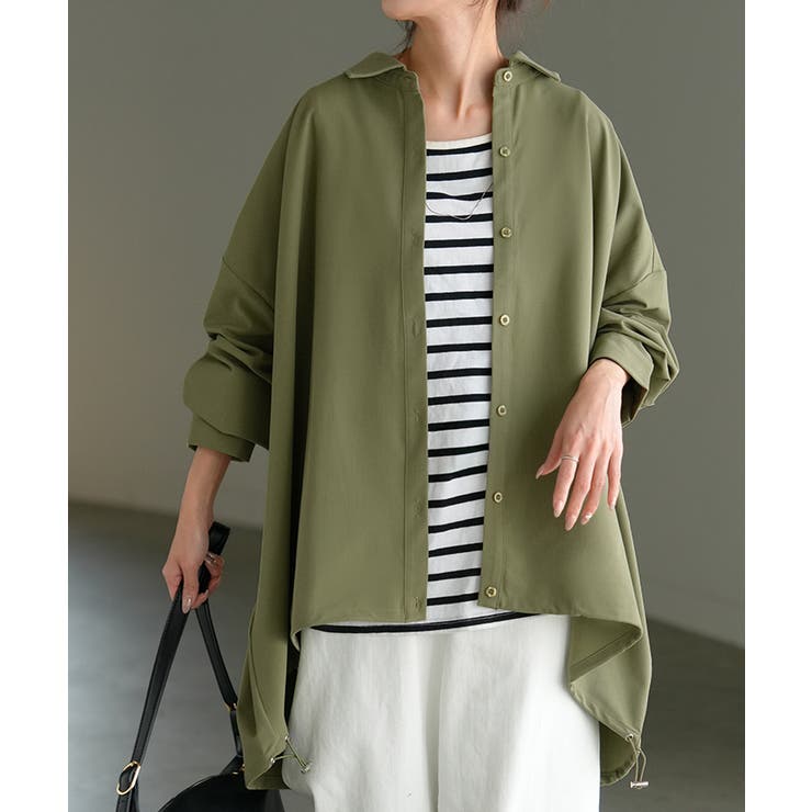 カーキ | シャツ チュニック ロング | HUG.U