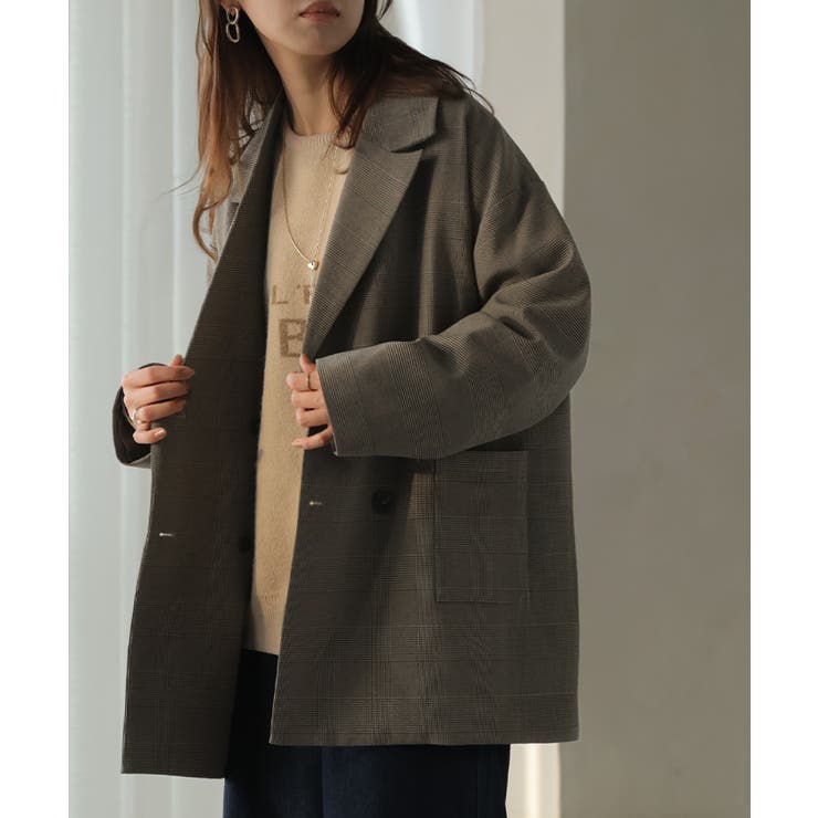 チェックブラウン | ジャケット テーラードジャケット アウター | HUG.U