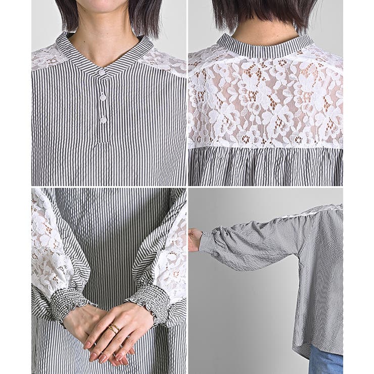 シャツ レディース ノーカラー | HUG.U | 詳細画像21 