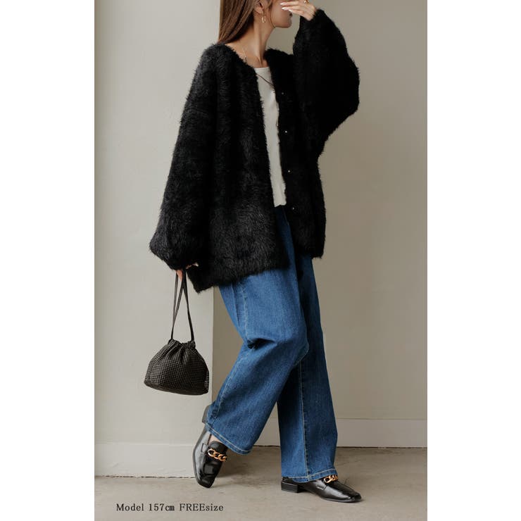 カーディガン フェザー パフスリーブ | HUG.U | 詳細画像4 