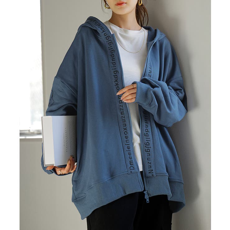 アッシュブルー | パーカー 刺繍 レディース | HUG.U