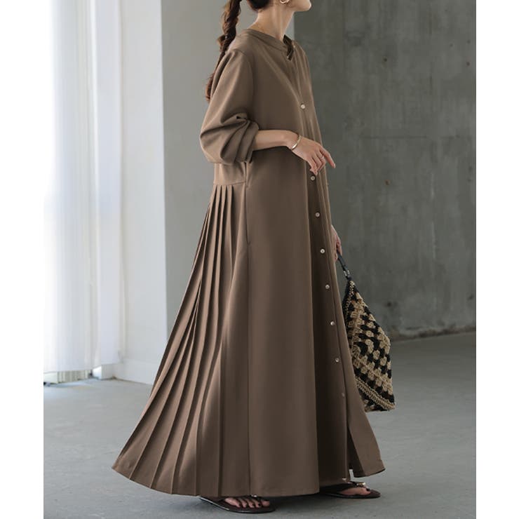 ワンピース プリーツ ノーカラ― | HUG.U | 詳細画像5 