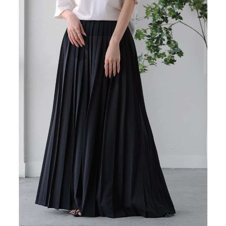 ブラック | スカート プリーツ ロング | HUG.U