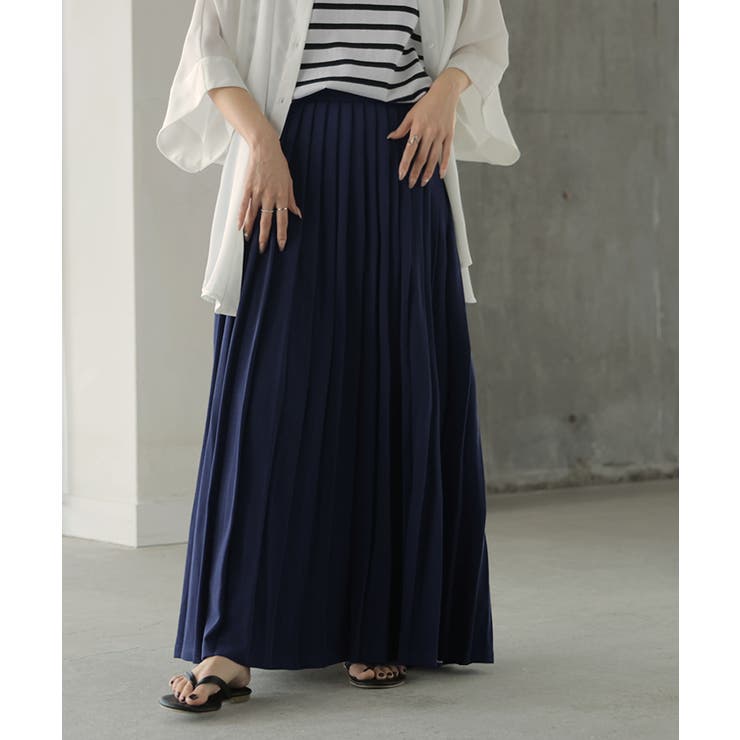 ネイビー | スカート プリーツ ロング | HUG.U
