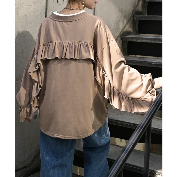 ロンT Vネック フリル | HUG.U | 詳細画像5 