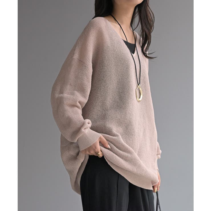 ダスティピンク | ニット シャリ感 透かし編み | HUG.U