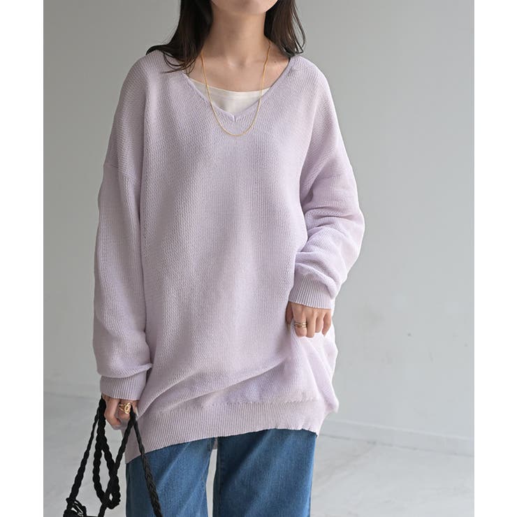 ラベンダー | ニット シャリ感 透かし編み | HUG.U