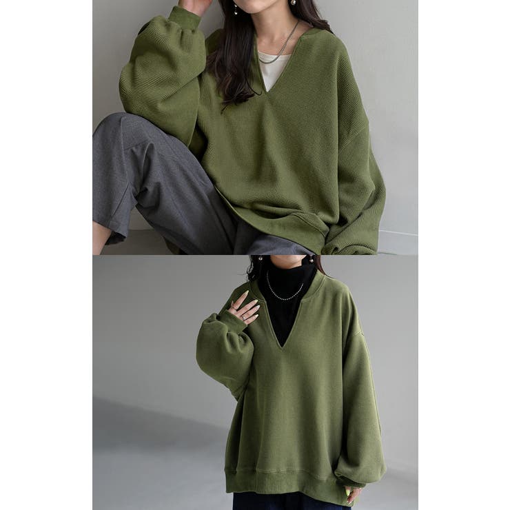 ロンT ワッフル キーネック | HUG.U | 詳細画像15 