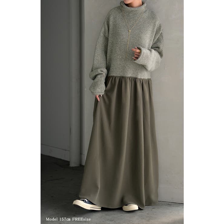 ワンピース ニット ドッキング | HUG.U | 詳細画像3 