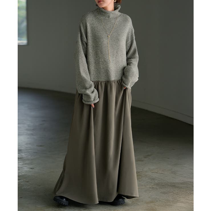 ワンピース ニット ドッキング | HUG.U | 詳細画像5 