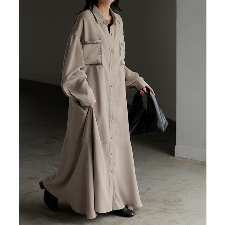 ライトベージュ | ワンピース シャツ 長袖 | HUG.U