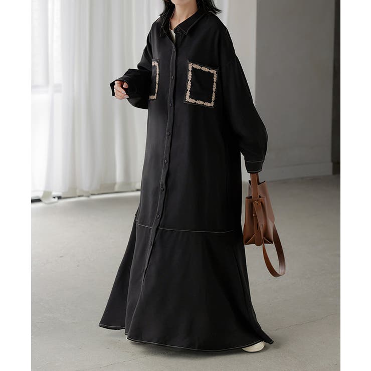 ブラック | ワンピース シャツ 長袖 | HUG.U