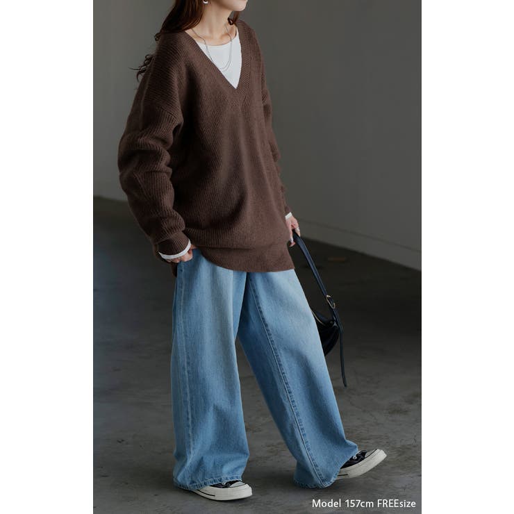 ニット Vネック モヘアニット[品番：HHHW0005201]｜HUG.U（ハグユー