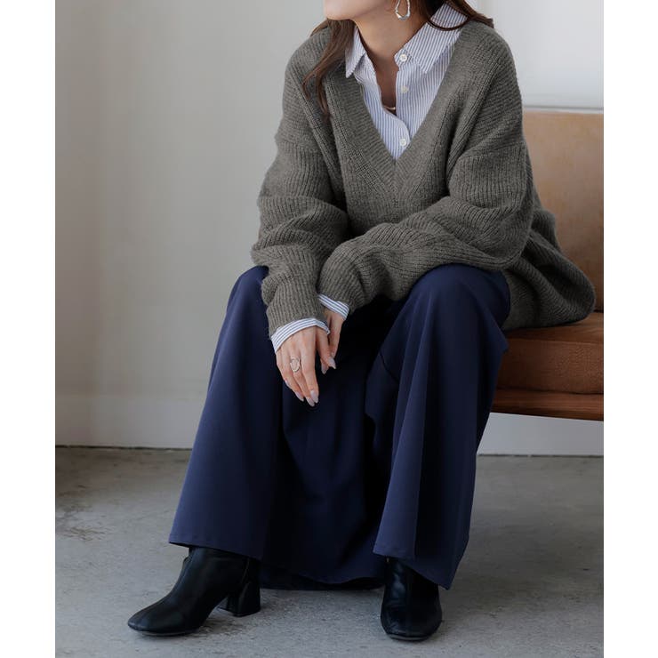 ニット Vネック モヘアニット[品番：HHHW0005201]｜HUG.U（ハグユー