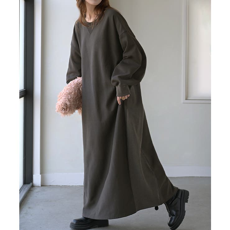 ダークグレー | ワンピース スウェット お手入れ簡単 | HUG.U