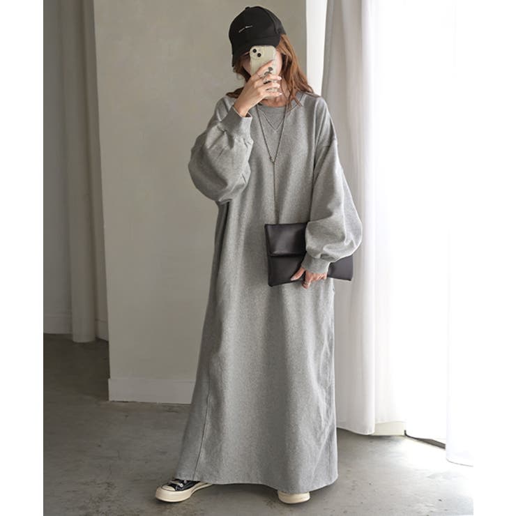 メランジグレー | ワンピース スウェット お手入れ簡単 | HUG.U