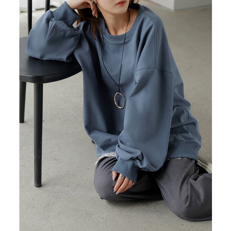 アッシュブルー | スウェット ロング ボリュームスリーブ | HUG.U